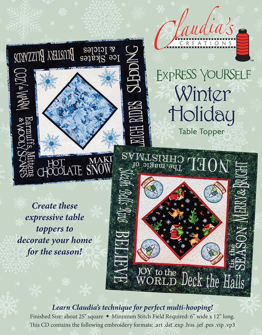 Express Yourself Winter Table Topper - Linda's Electric Quilters