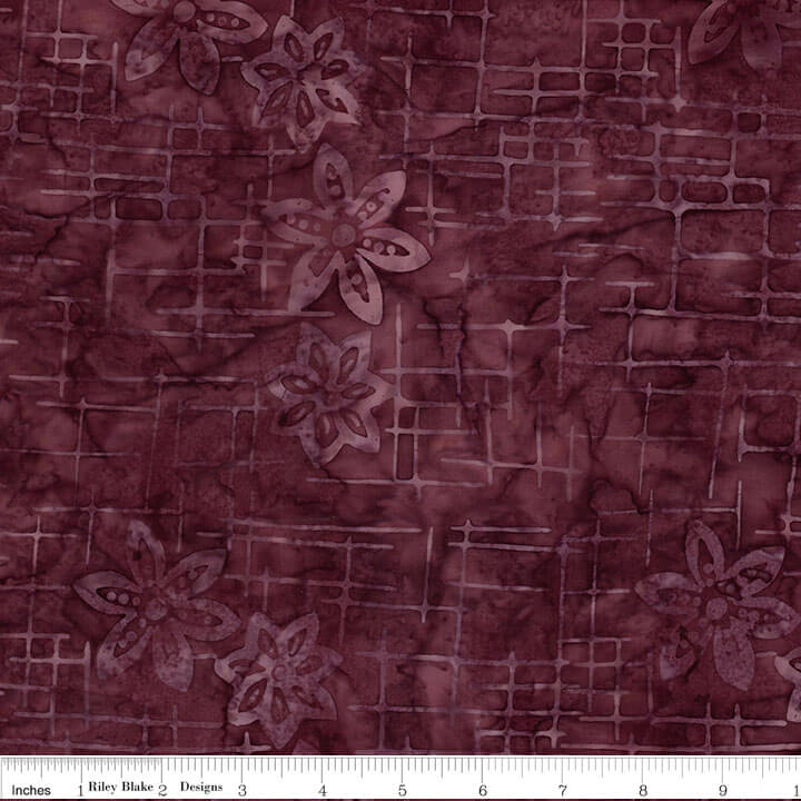 Riley Blake Expressions Batiks floral grid japanese maple batik quilting cotton by the yard
