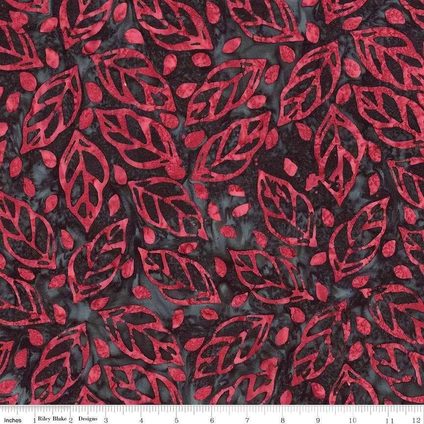 Expressions Batiks - Floral Reflections - Black Cherry Chutney 44" / 45" Fabric Per Yard The Fabric Company
