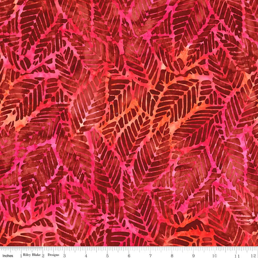 Expressions Batiks - Floral Reflections - Red Candy Riot 44" / 45" Fabric Per Yard The Fabric Company
