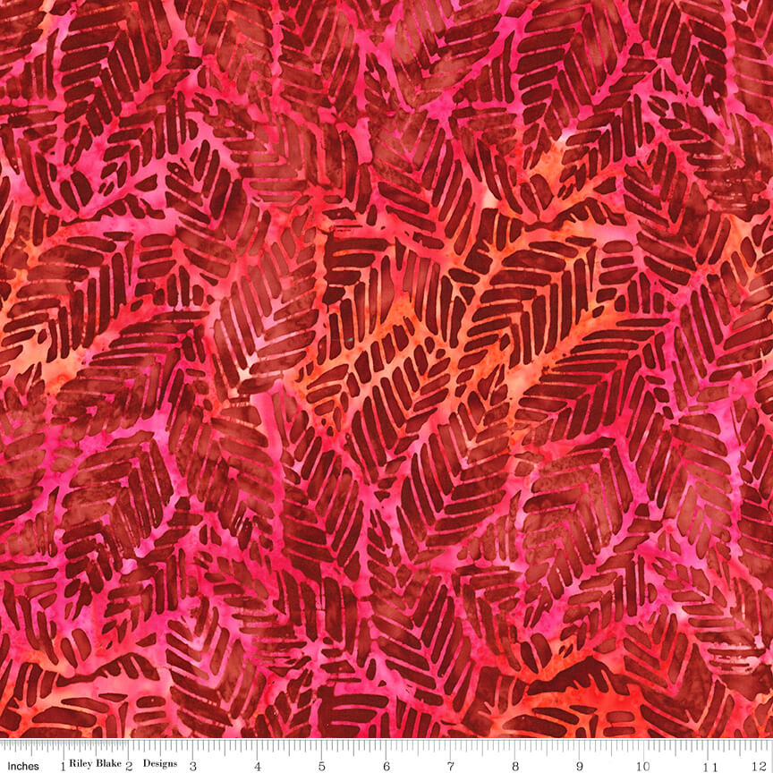 Expressions Batiks - Floral Reflections - Red Candy Riot 44" / 45" Fabric Per Yard