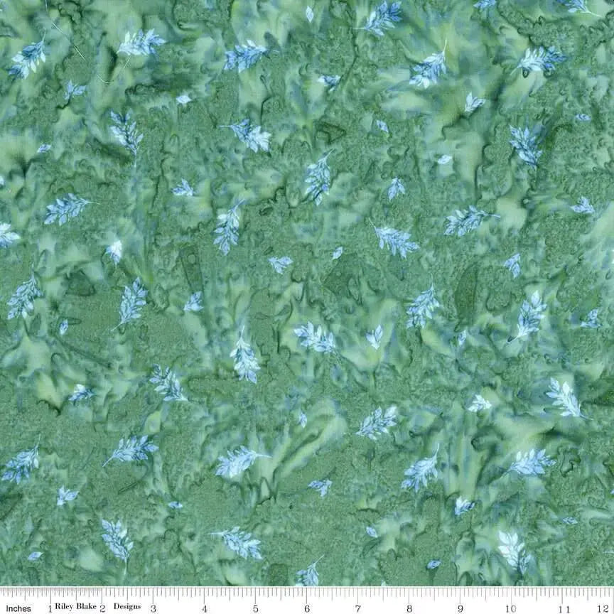 Expressions Batiks - Watercolor Daisies - Artichoke 44" / 45" Fabric Per Yard The Fabric Company