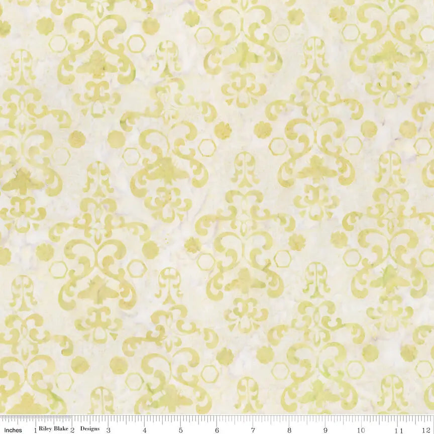 Expressions Batiks - Watercolor Daisies - Parmesan 44" / 45" Fabric Per Yard The Fabric Company