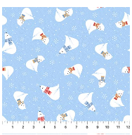 Northcott Bear Hugs baby blue polar bears flannel