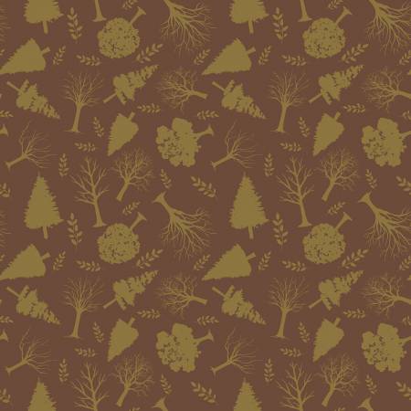 Riley Blake Into the Woods Trees Brown flannel quilting fabric
