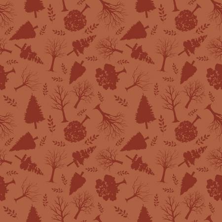 Riley Blake Into the Woods Trees Rust flannel quilting fabric