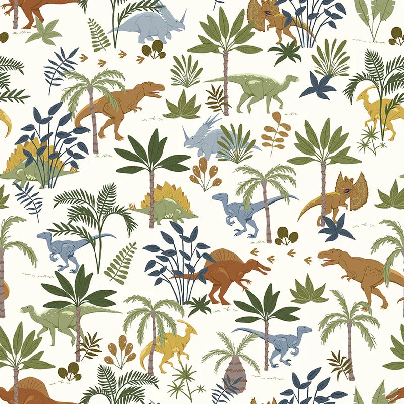 Cretaceous Flannel Jungle Dinos Off White by Riley Blake