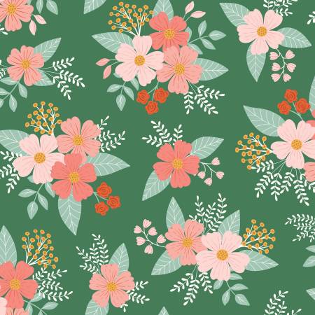 Meadow Moments Floral Flannel Green by Riley Blake