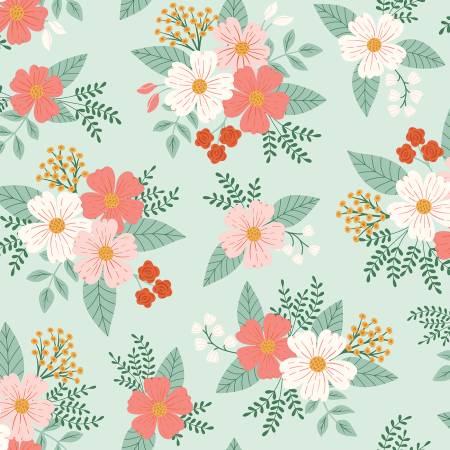 Meadow Moments Floral Flannel Mint by Riley Blake