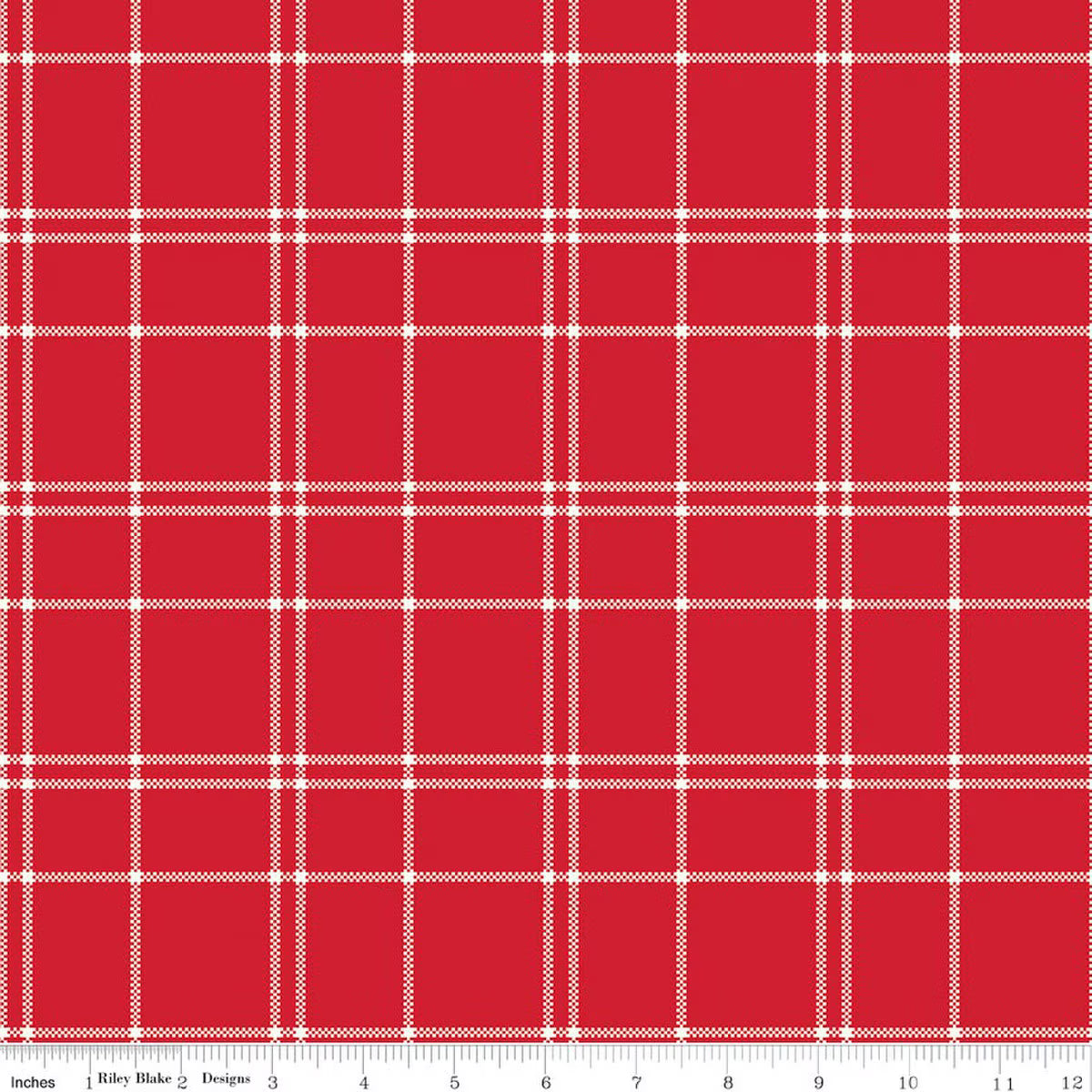 The North Pole Plaid Tomato quilting fabric by Riley Blake