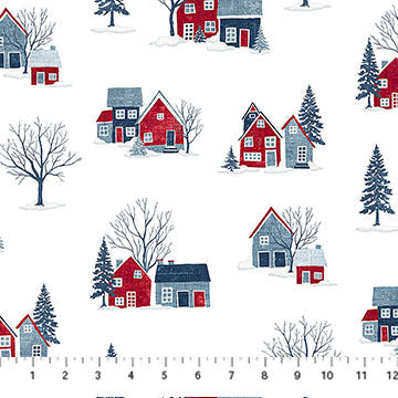 NC Small Houses White Multi - Village Folk