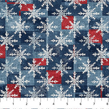 NC Snowflake Grid Lt Blue Multi - Village Folk