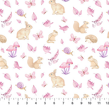 Peas in a Pod Animals Pink Multi 43"/44" Flannel Fabric Per Yard