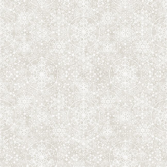 Santas Workshop Snowflakes Light Gray Christmas quilting fabric by Quilting Treasures