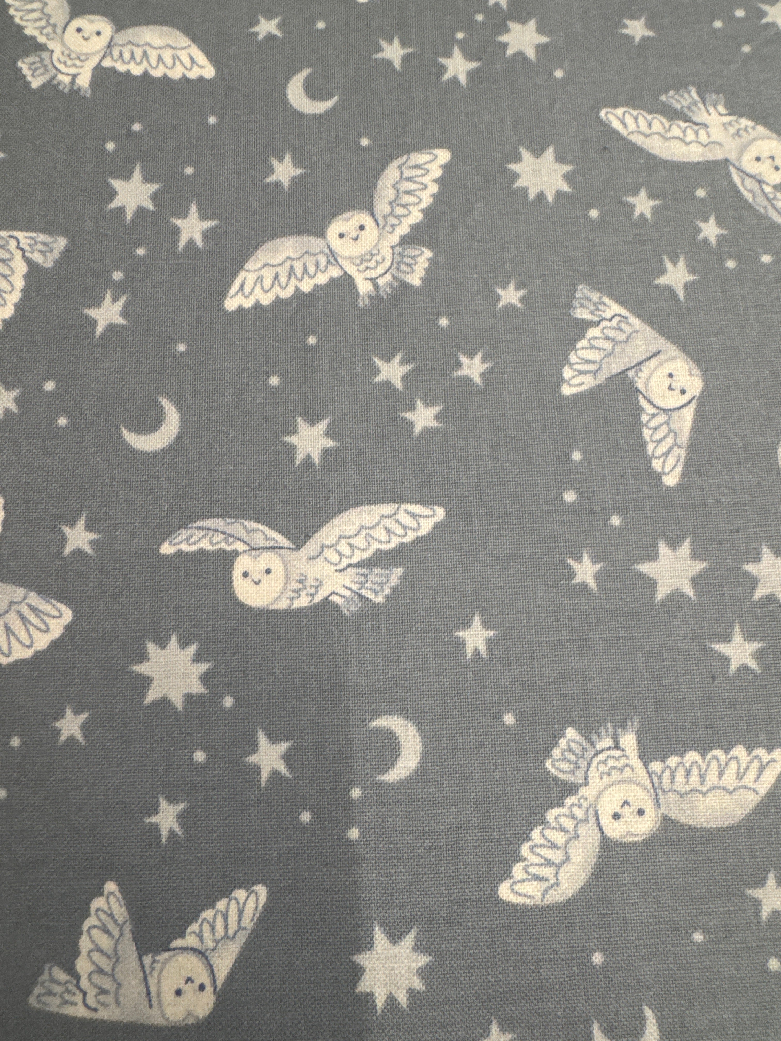 Twilight Creatures Owl in Flight Toss Storm novelty quilting fabric by Riley Blake