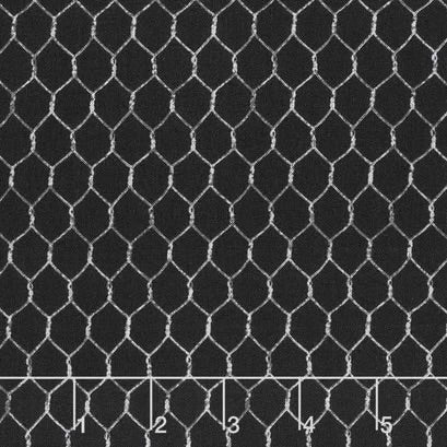 Proud Roosters Black Chicken Wire novelty quilting fabric by Wilmington Prints