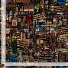 Library Multi novelty quilting fabric by Timeless Treasures