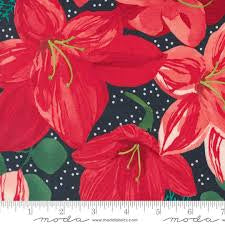 Moda Robin Pickens Winterly Christmas Lily Soft Black quilting fabric
