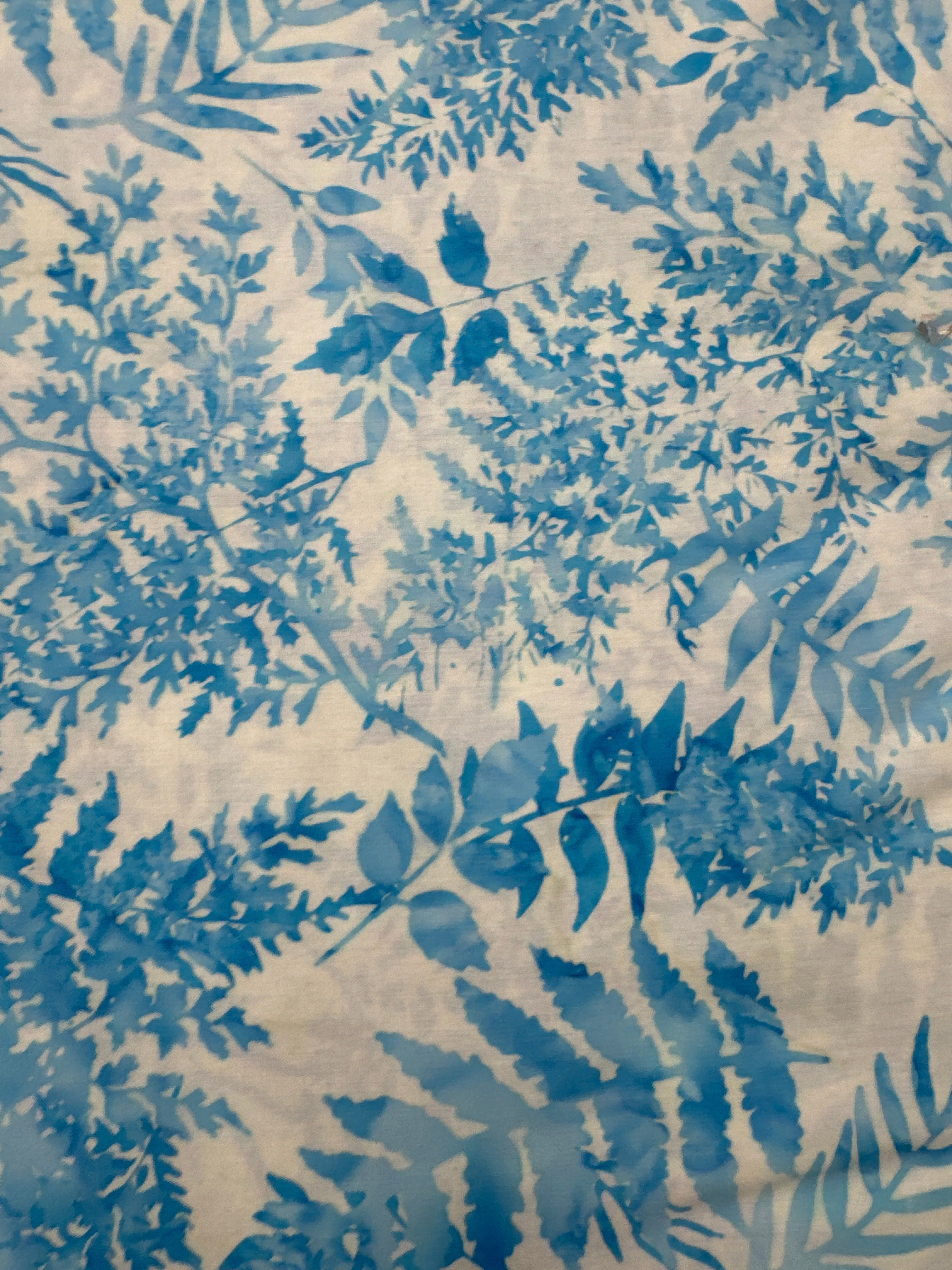 French Blue Leaves blender quilting fabric by Hoffman Fabrics