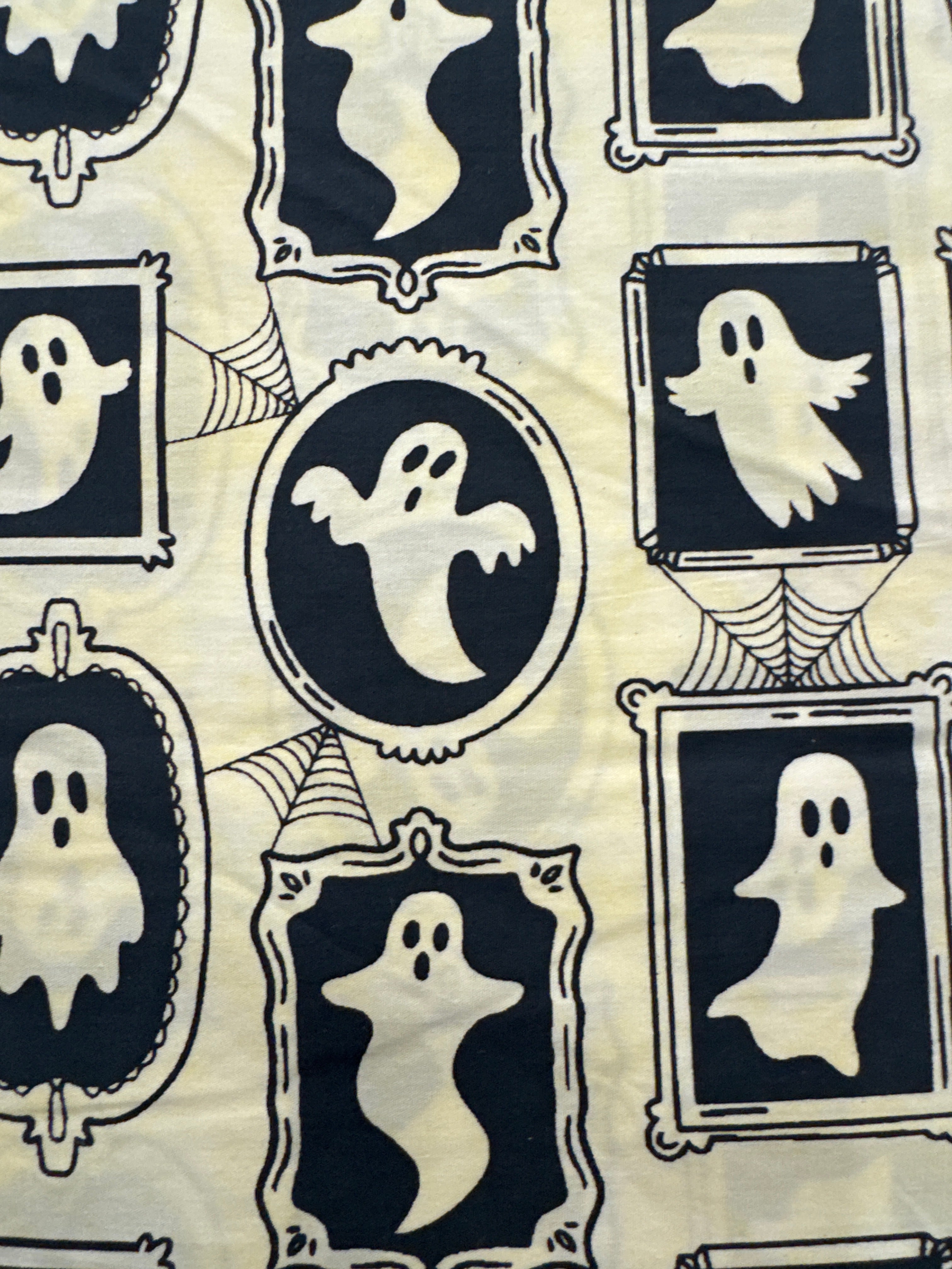 Haunted House Ghost Cream Halloween quilting fabric by Northcott