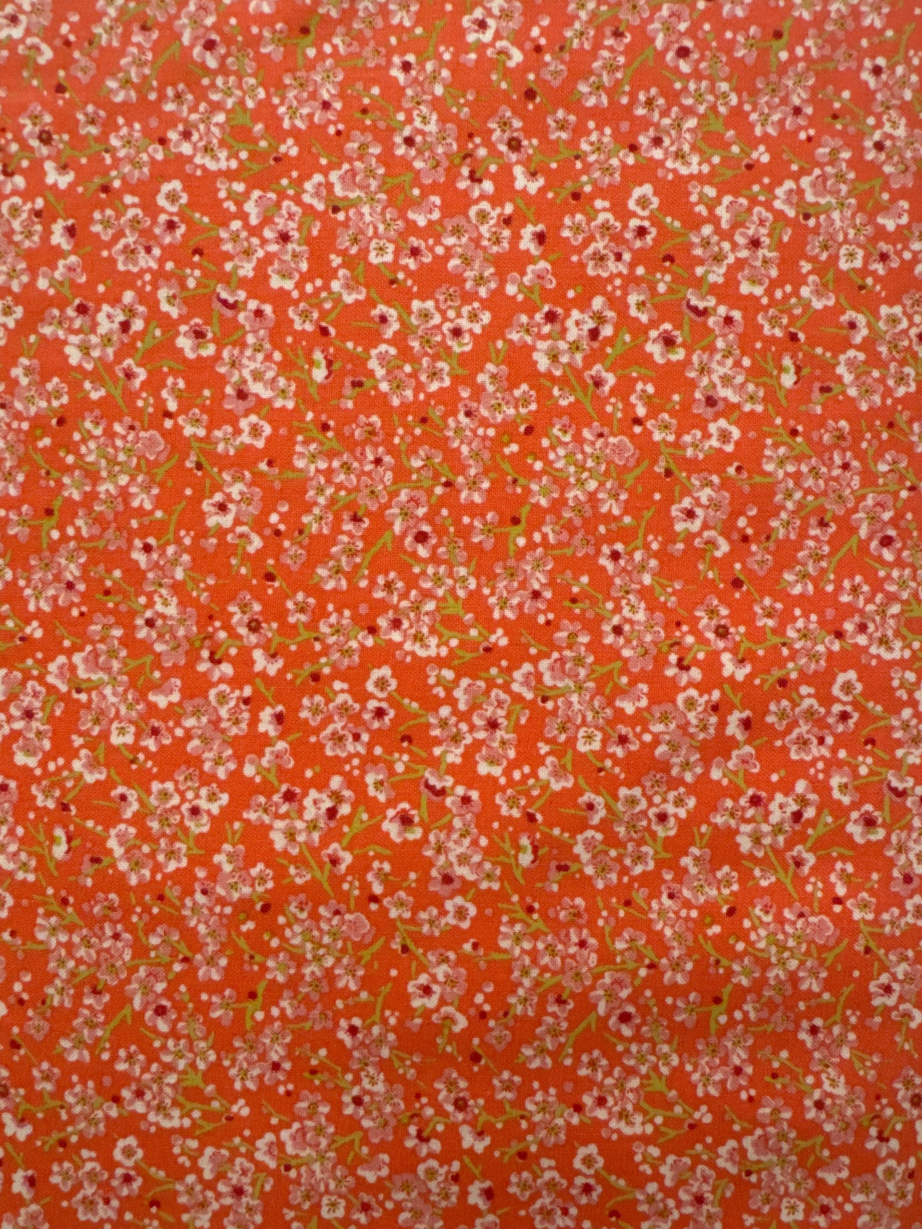 Parterre Scarlet Blossom Coral floral quilting fabric by Free Spirit