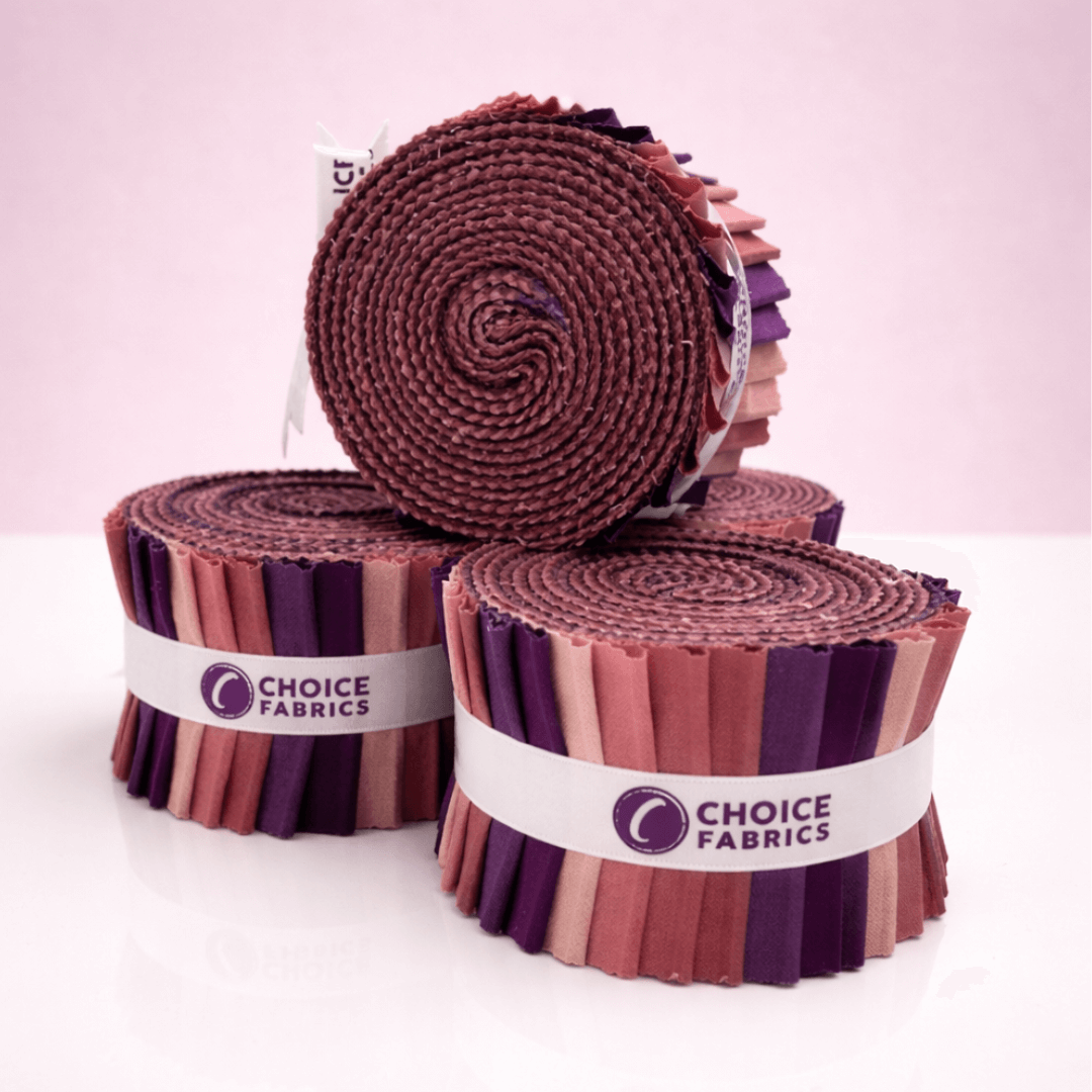 Choice Fabrics Supreme Solids 2.5 inch strip roll sugar plum 20 cuts