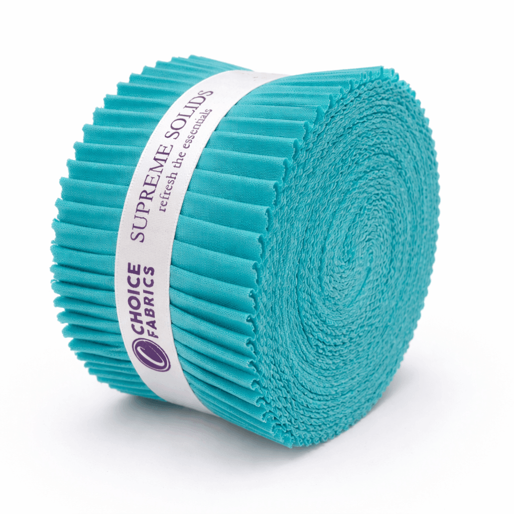 Choice Fabrics Supreme Solids 2.5 inch strip roll turquoise 40 strips
