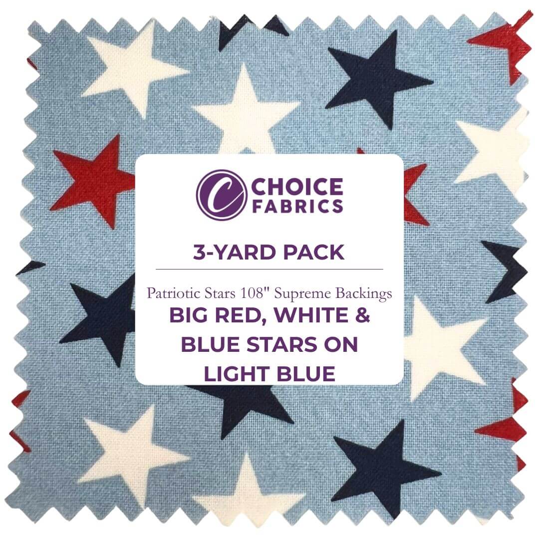 108" 3-Yard Package- Patriotic Stars 108" Supreme Backings - Large Stars on Light Blue