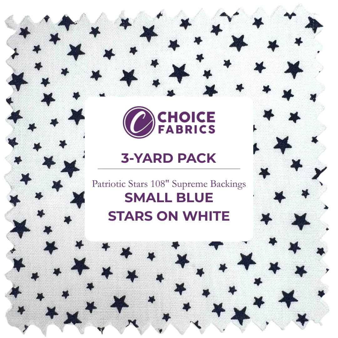 108" 3-Yard Package - Patriotic Stars 108" Supreme Backings - Navy Stars on White