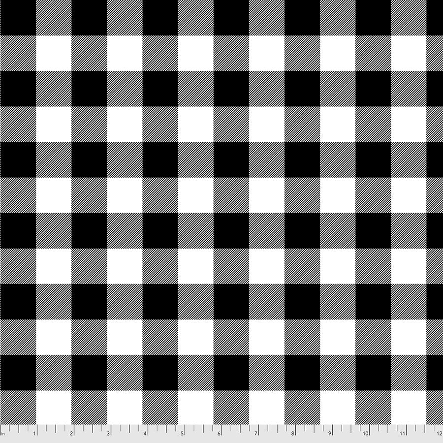 Tula Pink Holiday Homies flannel check fabric in Ink by FreeSpirit