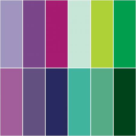 Riley Blake Confetti Cotton Purple Vibrations Fat Quarter Bundle — 12 solid fat quarters