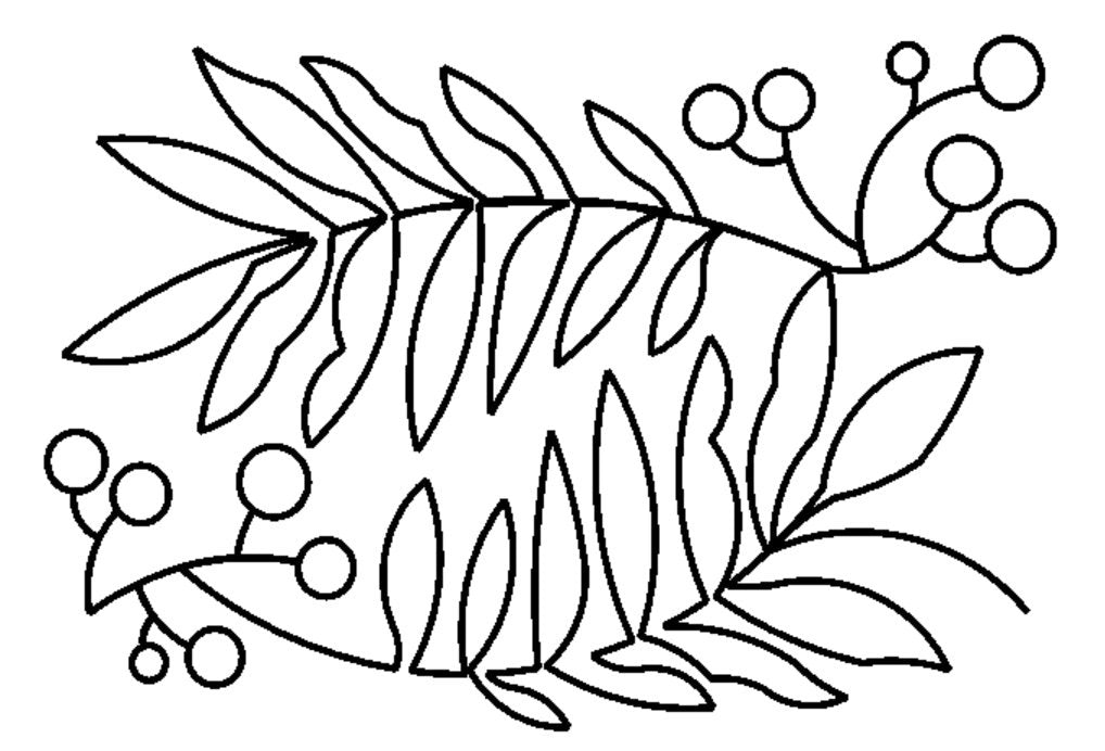 Fancy Fern Digital E2E Wildflower Quilting Pantograph Close Up