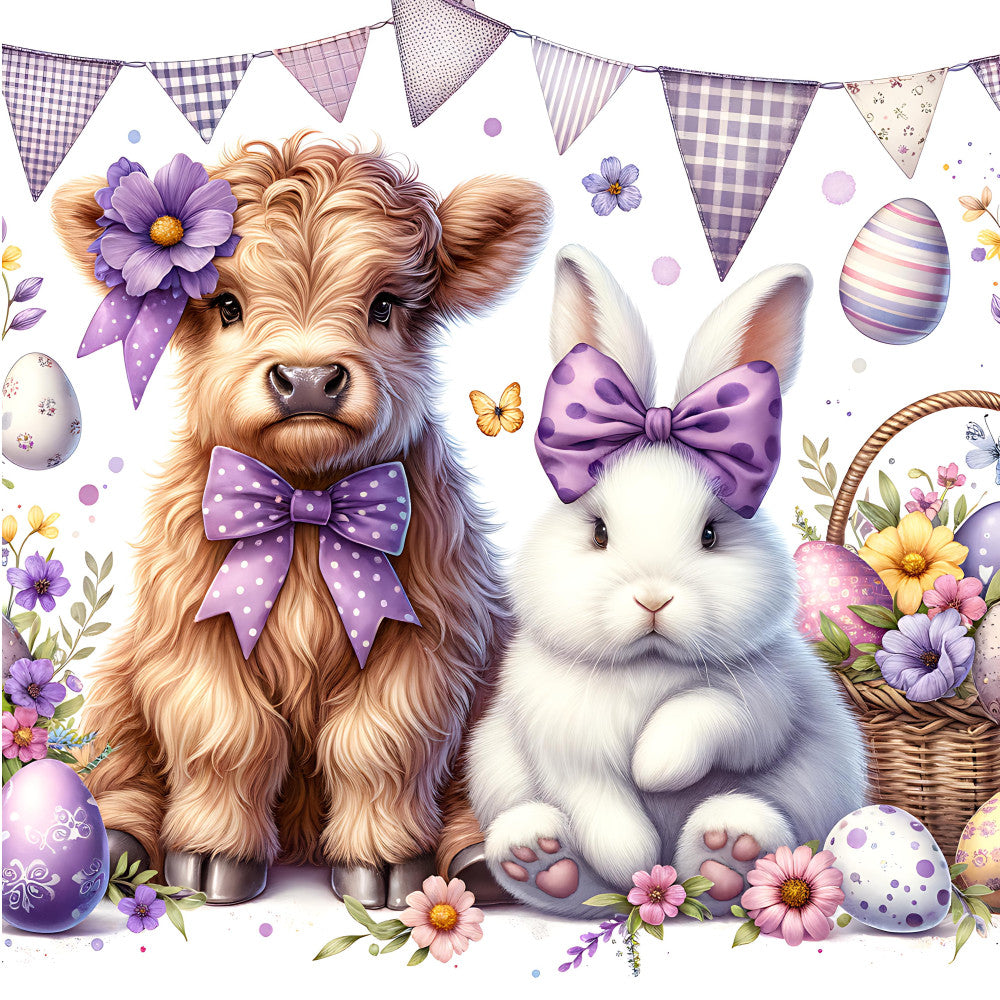 Fancy Highland Cows Fabric Panel 7 QuiltingFabricPanels