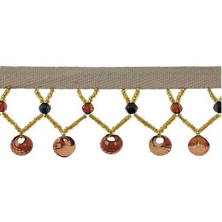 Fantasia Collection - 1 3/4" width BEADED FRINGE (10 Yard Roll) - BB-921-16/10 Sable and Gold