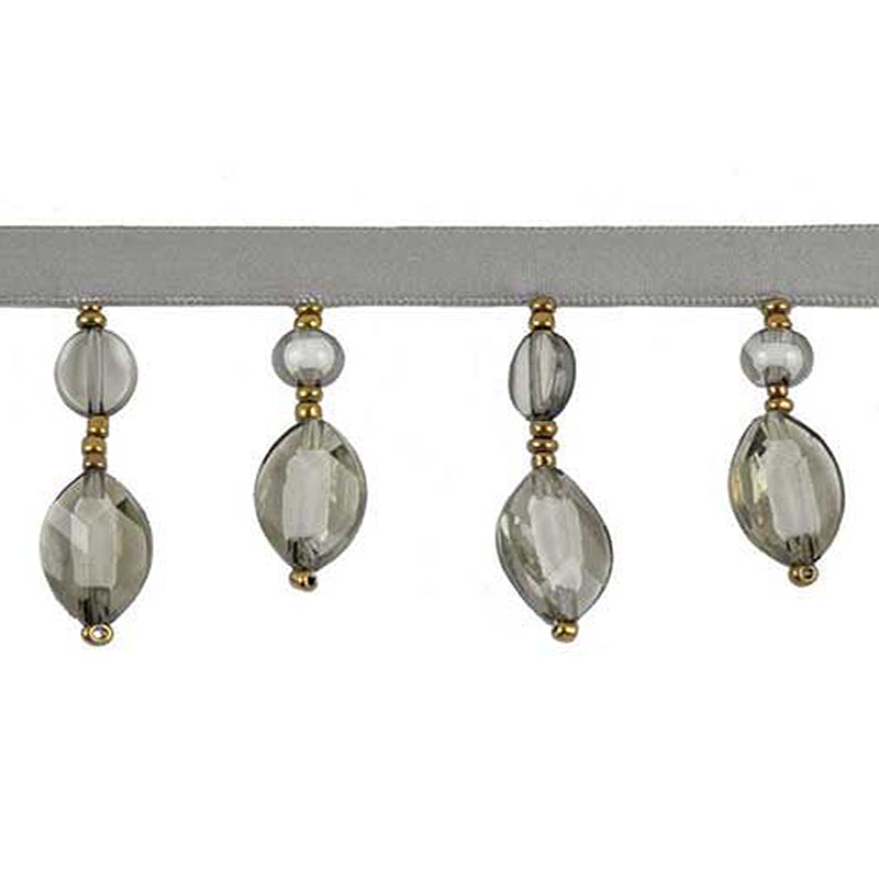 Fantasia Collection - 2" width BEADED FRINGE (15 Yard Roll) - BB-9902-49 Grey