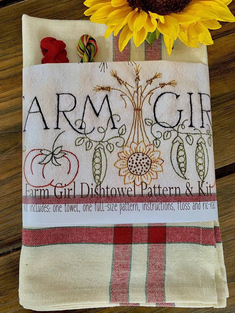 Farm Girl Embroidery Dishtowel Kit - Linda's Electric Quilters