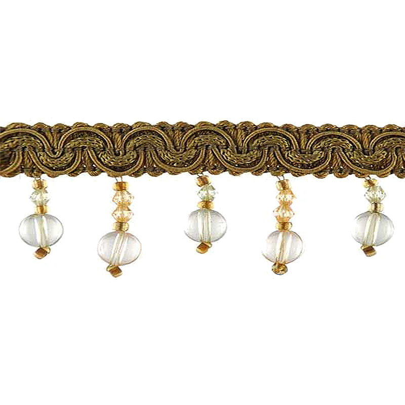 Fascination Collection - 1 1/4" width BEADED FRINGE (15 Yard Roll) - BB-925-08/14 Dusty Rose and Mint