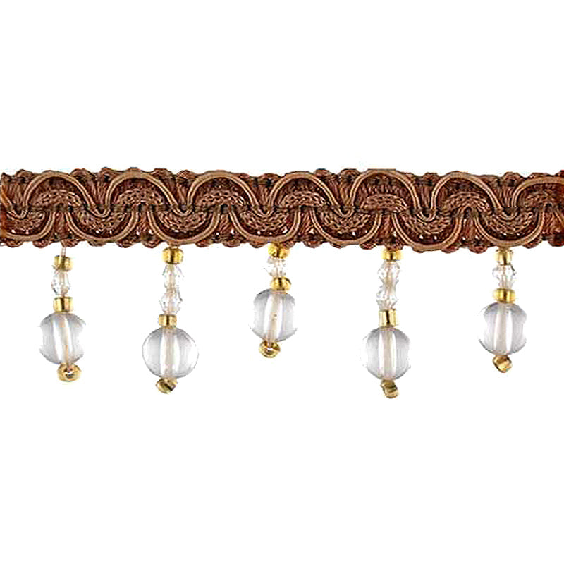 Fascination Collection - 1 1/4" width BEADED FRINGE (15 Yard Roll) - BB-925-82/10 Taupe and Gold