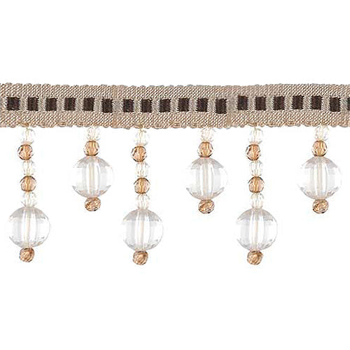 Fascination Collection - 2 1/2" width BEADED FRINGE (15 Yard Roll) - BB-928-06/28 Brown and Beige
