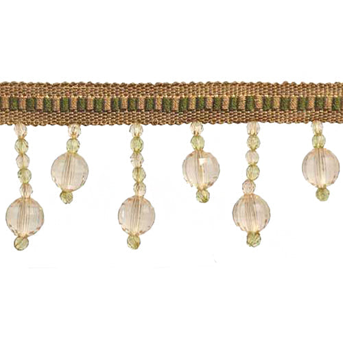 Fascination Collection - 2 1/2" width BEADED FRINGE (15 Yard Roll) - BB-928-14/61 Mint Green and Mocha