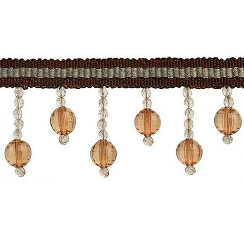 Fascination Collection - 2 1/2" width BEADED FRINGE (15 Yard Roll) - BB-928-66/03 Chocolate and Light Blue