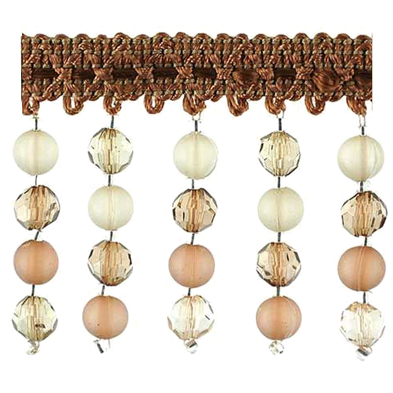 Fascination Collection - 2 1/4" length BEADED FRINGE (15 Yard Roll) - BB-987-36/81 Olive Green and Copper