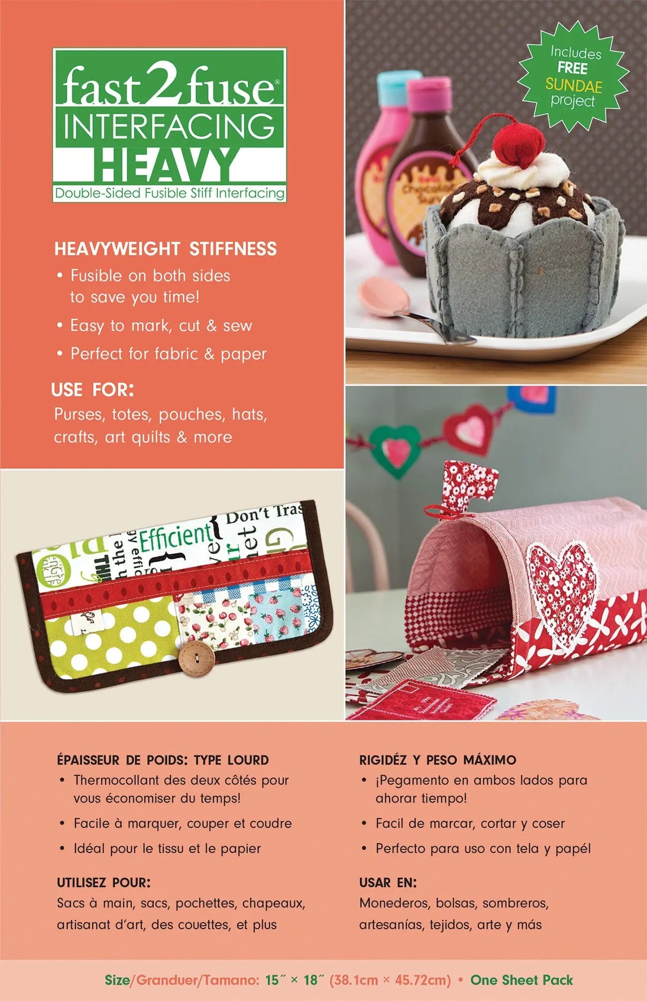 Fast2Fuse Interfacing Heavyweight 15in x 18in Checker Distributor