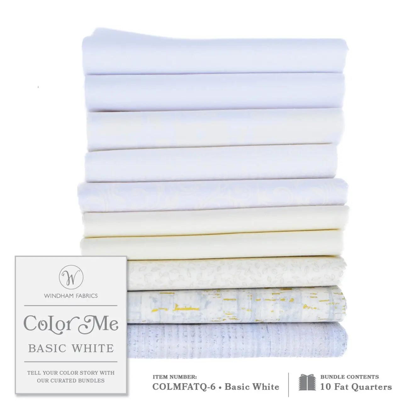 Fat Quarter bundle, Color Me Basic White, 10pcs/bundle