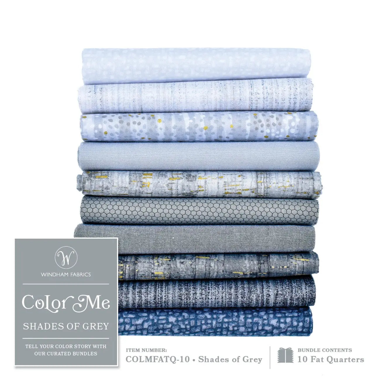 Fat Quarter bundle, Color Me Shades of Gray, 10pcs/bundle