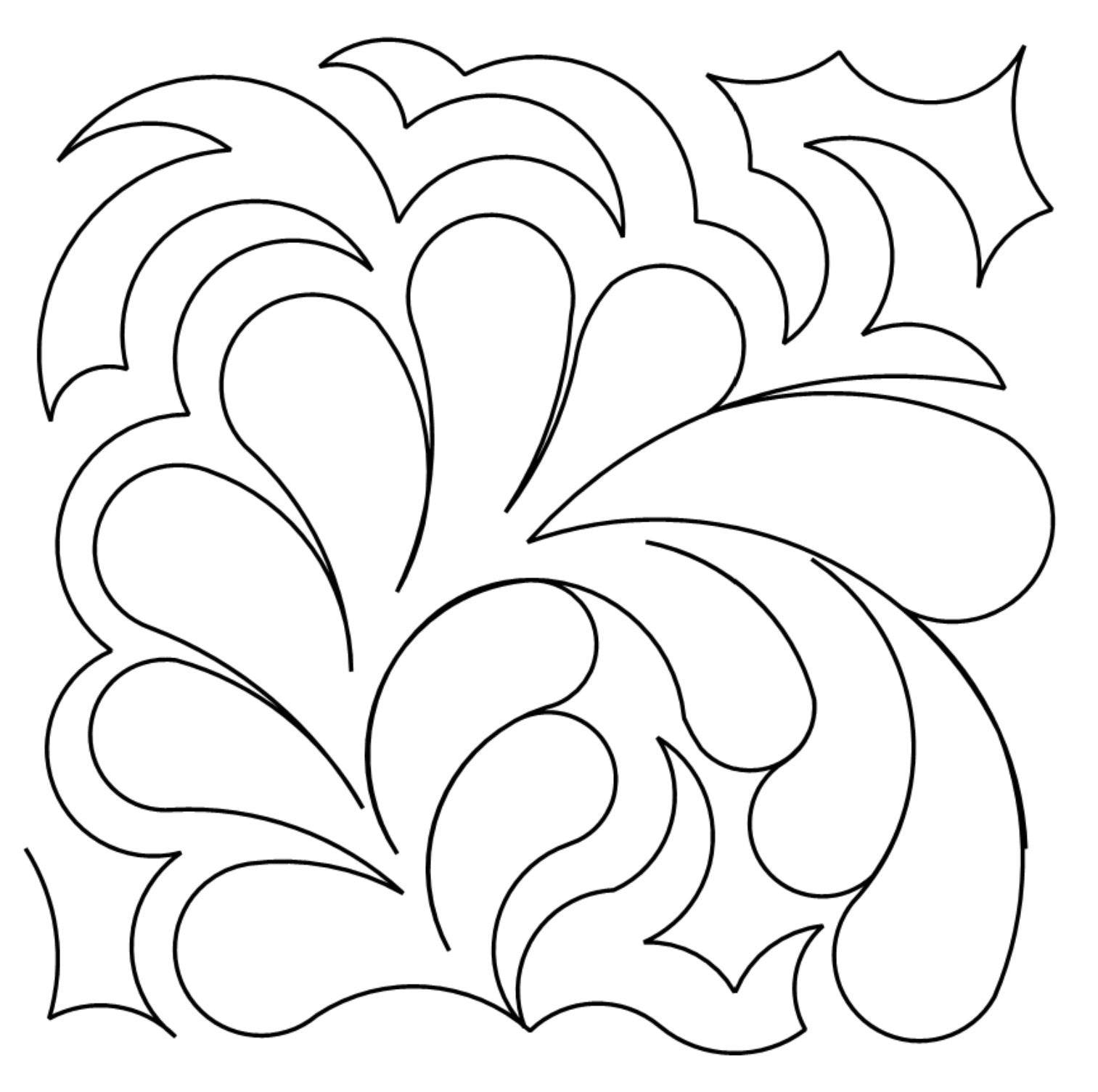 Feathered Mess Digital E2E Wildflower Quilting Pantograph Close Up