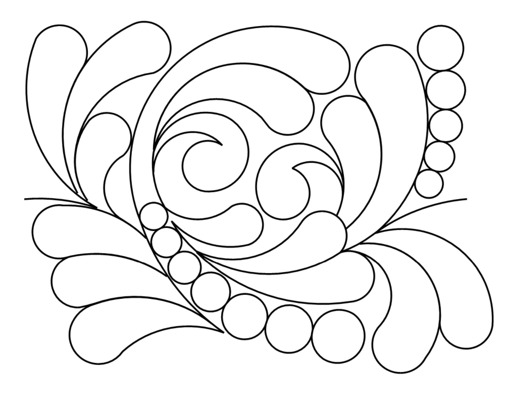 Feathered Pearls Digital E2E Wildflower Quilting Pantograph Close Up