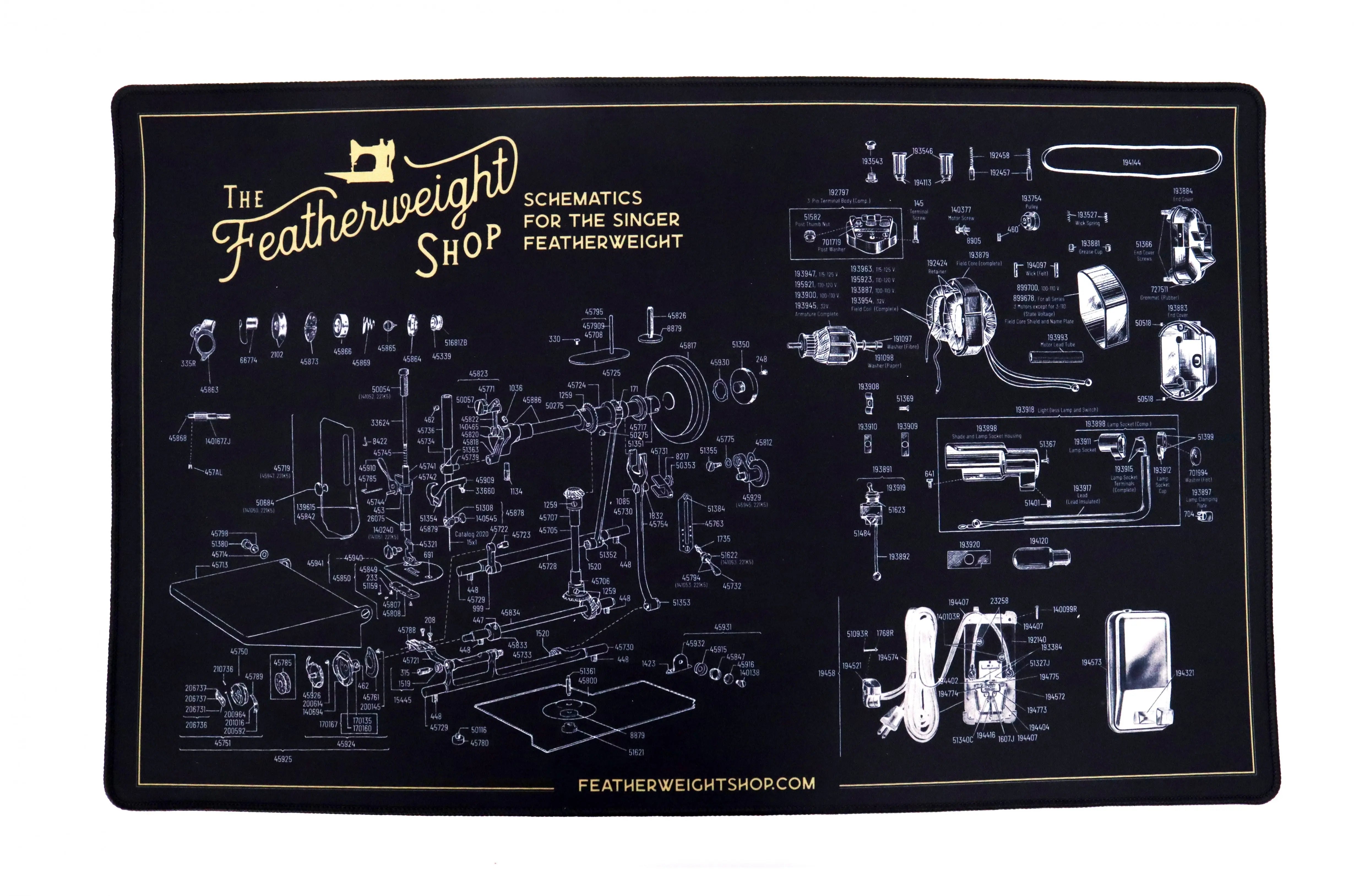Featherweight Schematic Servicing Mat - Linda's Electric Quilters