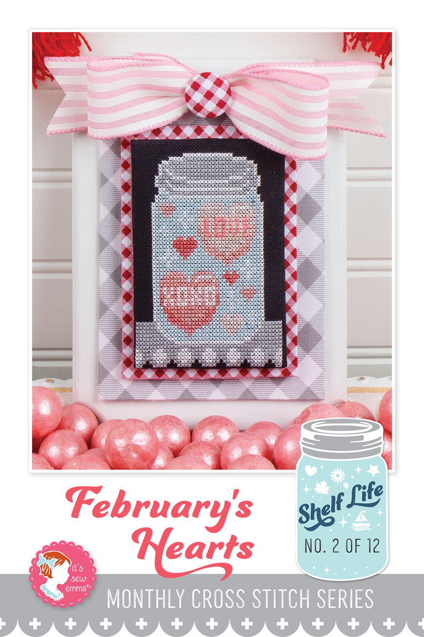 February's Hearts Shelf Life Cross Stitch Pattern