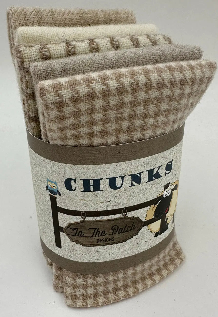 Felted Tans Wool Chunks 5pc 9in x 10in - Linda's Electric Quilters